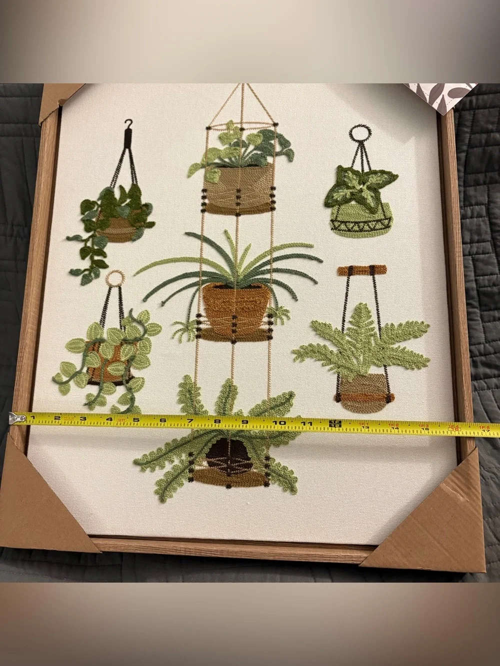 New BP Home Textile Embroidered Woven Wall Art Hanging House Plants 17” X 21”